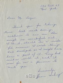 Jean Seberg / Signed Autograph Letter / 1958 / Seberg And The Cinema