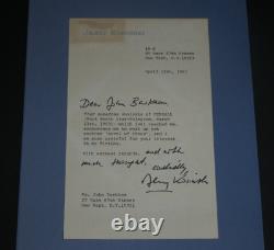 Jerzy Kosinski Typed Letter & Autographed Signed to John Barkham, 1982