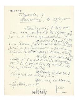Joan MIRÓ / Signed Autograph Letter / Exhibition / Brussels / Surrealism