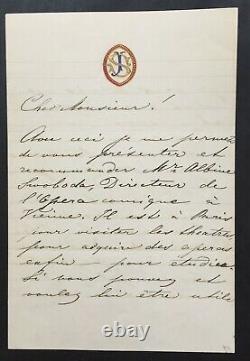 Johann Strauss II Letter Signed Concert In Paris And Opéra Vienne