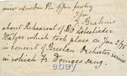 Johannes Brahms Autograph Letter Signed January 1875 Libeslieder Walzer Breslau