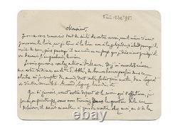 Joris-Karl HUYSMANS / Signed Autograph Letter / Departure for Ligugé / The Oblate