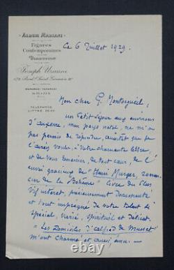 Joseph UZANNE AUTOGRAPH LETTER SIGNED TO Georges MONTORGUEIL, 1929