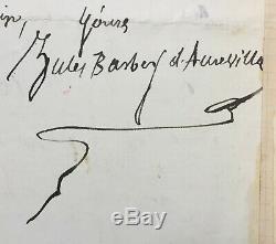 Jules Barbey D'aurevilly Autograph Letter Signed Lemerre Publisher Musset