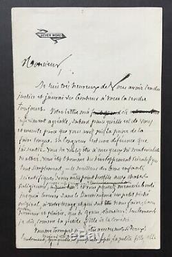 Jules Barbey D'aurevilly Beautiful Autograph Letter Signed In Taine -religion
