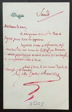 Jules Barbey D'aurevilly Writer Autograph Letter Signed