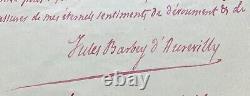 Jules Barbey d'Aurevilly Autographed Letter Signed Intense Composition