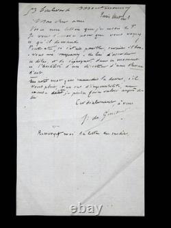 Jules DE GONCOURT signed autograph letter envelope Luxembourg 1869