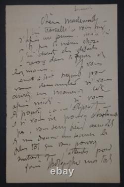 Jules GRÜN Signed autograph letter, asking his model to come back, 2 pages