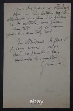 Jules GRÜN Signed autograph letter, asking his model to come back, 2 pages
