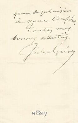 Jules Grevy Autograph Letter Signed Legion Of Honor With Original Drawing