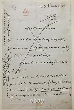 Jules Michelet Signed Autograph Letter / Henri IV / La Ligue