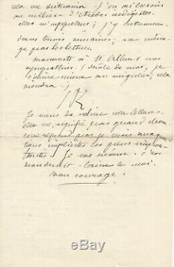 Jules Renard Long Autograph Letter Signed In His Sister Amelie. August 1883 Pages