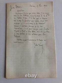 Jules Verne Letter Manuscript Autograph Signee 1900