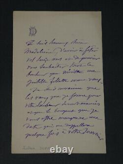 Julien DUPRÉ AUTOGRAPH LETTER SIGNED TO Dear Madeleine 1897 2 pages