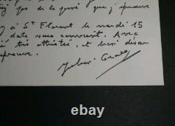 Julien Gracq Autographe Letter Signed To Ariel Denis Support After Mourning 1993
