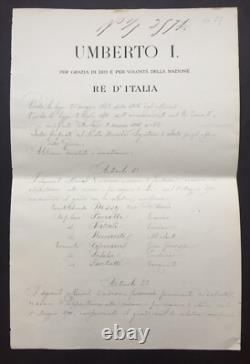 King Umberto I (Humbert I) Signed Letter, 1900