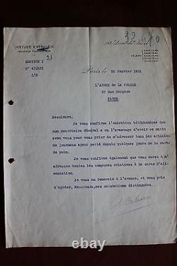 L. S. André CITROEN rare industrial signed letter from January 28, 1918