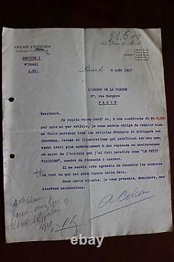 L. S. André Citroen Rare Industrial Letter Signed On 9 August 1917