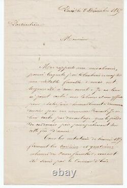 Lamartine (alphonse De) Signed Autograph Letter, Paris 2 December 1857