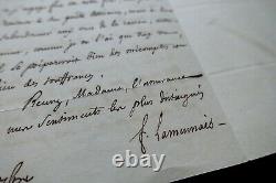 Lamennais Félicité (de) Carte Lettre Autographe Signed In Eugenie Niboyet