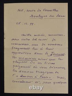 Laurent TAILHADE, Poet SIGNED AUTOGRAPH LETTER OF 4 PAGES, 1899