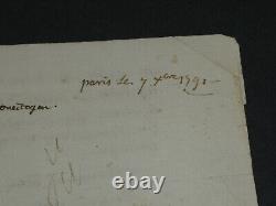 Lautour Duchalit Signed Autograph Letter French Revolution 1792