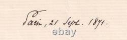 Leconte de Lisle supports Malvina Blanchecotte Autograph letter signed, 1871