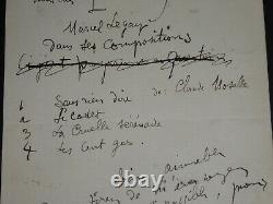 Legay Marcel Letter Autography Signed In Jules Levy, Compositions