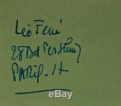 Leo Ferré Autograph Letter Signed By May 8, 1958 Handwritten Dedication