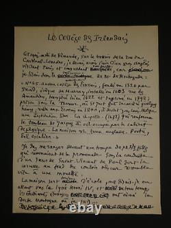 Léo LARGUIER SIGNED AUTOGRAPH LETTER on the Irish College, 5 pages
