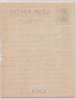 Léon RAITER Composer SIGNED AUTOGRAPH LETTER TO André Claveau 1952