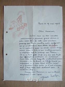 Letter Autograph Signee Andre Breton 1965 (military School Aerienne Poitiers)