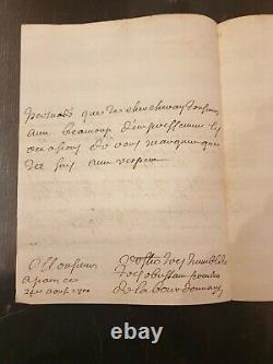 Letter Autograph Signee By Yves De La Bourdonnaye De Coetion Marquis 1700