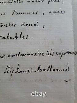 Letter Written Autograph And Signed By Stéphane Mallarmé