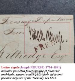 Letter signed by Joseph NOURSE (1754-1841) Minister who worked with WASHINGTON