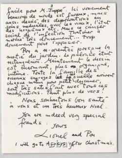 Lionel & Pru Miskin Signed autograph letter & envelope Original drawing