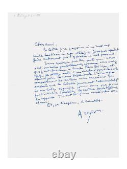 Louis ARAGON / Signed Autograph Letter / Resignation from the Goncourt Academy 1968