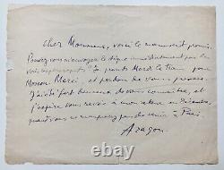 Louis Aragon Signed Autograph Letter To Critic René Gaffé