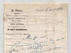Louis Desnoyers Signed Autograph Letter 1861