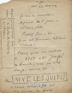 Louis Ferdinand Celine Autograph Letter Signed To Denoël. The School Of Corpses