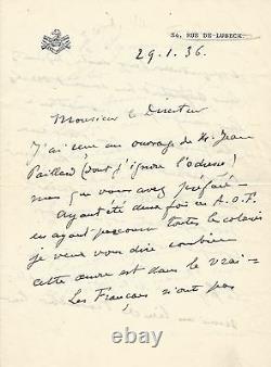 Louis Franchet Desperey / Autograph Letter Signed On The French Colonies