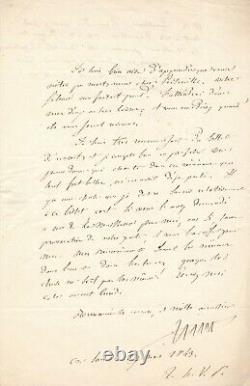 Louis Francisque Lélut Doctor Medicine Letter Autograph Signed Poiseuille