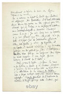 Louis Pasteur / Unpublished Signed Autograph Letter / Rage / Trepanation / Dogs