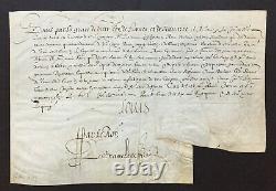 Louis XIII King Of France Signed Letter (secretary) Sieur De Marolles 1624