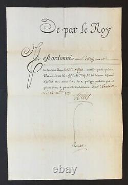 Louis XVI King Of France Letter Of Stamp Signed Contraseing Amelot 1777