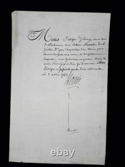 Louis XVI handwritten signed letter, Chaillou, Halle aux cuirs, 1783