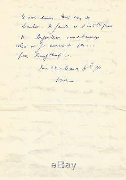 Louis-ferdinand Celine / Signed Autograph Letter / The Idiots Like Hitler