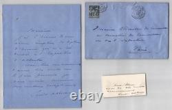 Louise Abbéma: Lot of Signed Autograph Letter, Envelope & Visiting Card, 1896