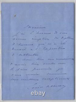 Louise Abbéma: Lot of Signed Autograph Letter, Envelope & Visiting Card, 1896